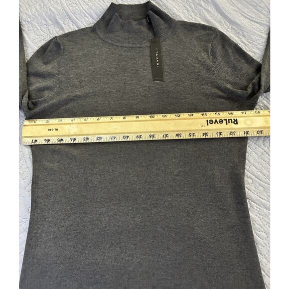 Nwt Tahari Sz Sm Mock Neck Dk Gray Rayon Nylon LS Capsule Career Profess Sweater - Picture 9 of 11